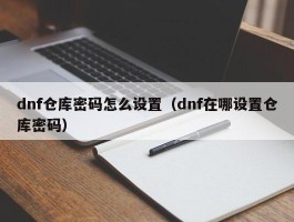 dnf仓库密码怎么设置（dnf在哪设置仓库密码）