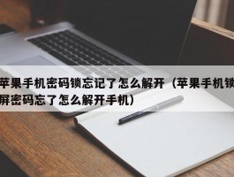 苹果手机密码锁忘记了怎么解开（苹果手机锁屏密码忘了怎么解开手机）