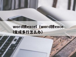 word转excel（word转excel变成多行怎么办）