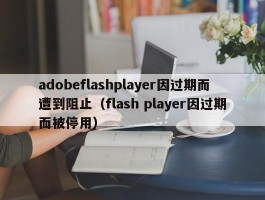 adobeflashplayer因过期而遭到阻止（flash player因过期而被停用）