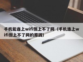 手机能连上wifi但上不了网（手机连上wifi但上不了网的原因）