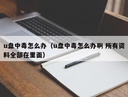 u盘中毒怎么办（u盘中毒怎么办啊 所有资料全部在里面）